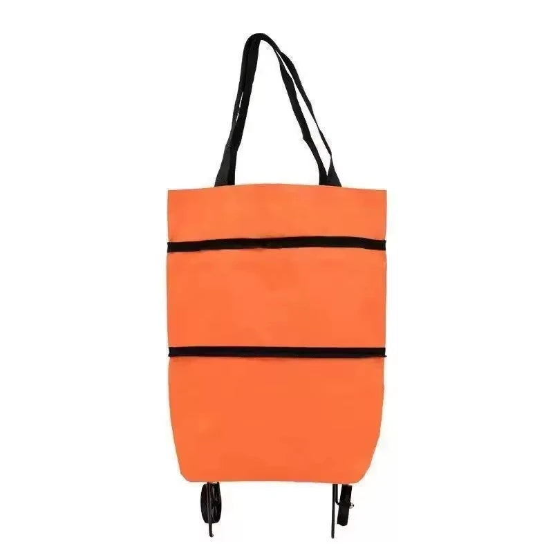 Foldable Rolling Shopping Cart with Wheels & Shoulder Bag