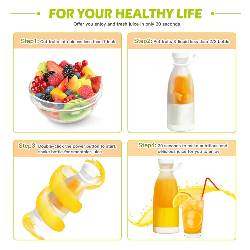 Portable USB Rechargeable Blender for Smoothies & Fresh Drinks