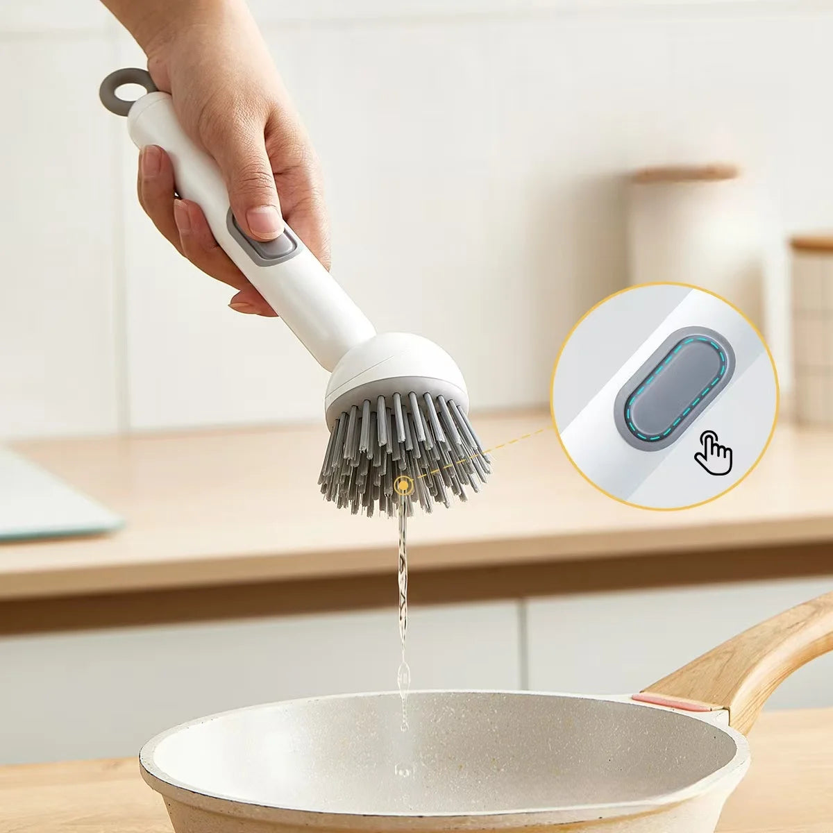 Rotating Kitchen Cleaning Brush with Long Handle